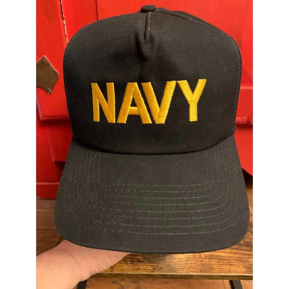 US NAVY Embroidered Snapback Trucker Cap Made in USA In Excellent Used Condition
